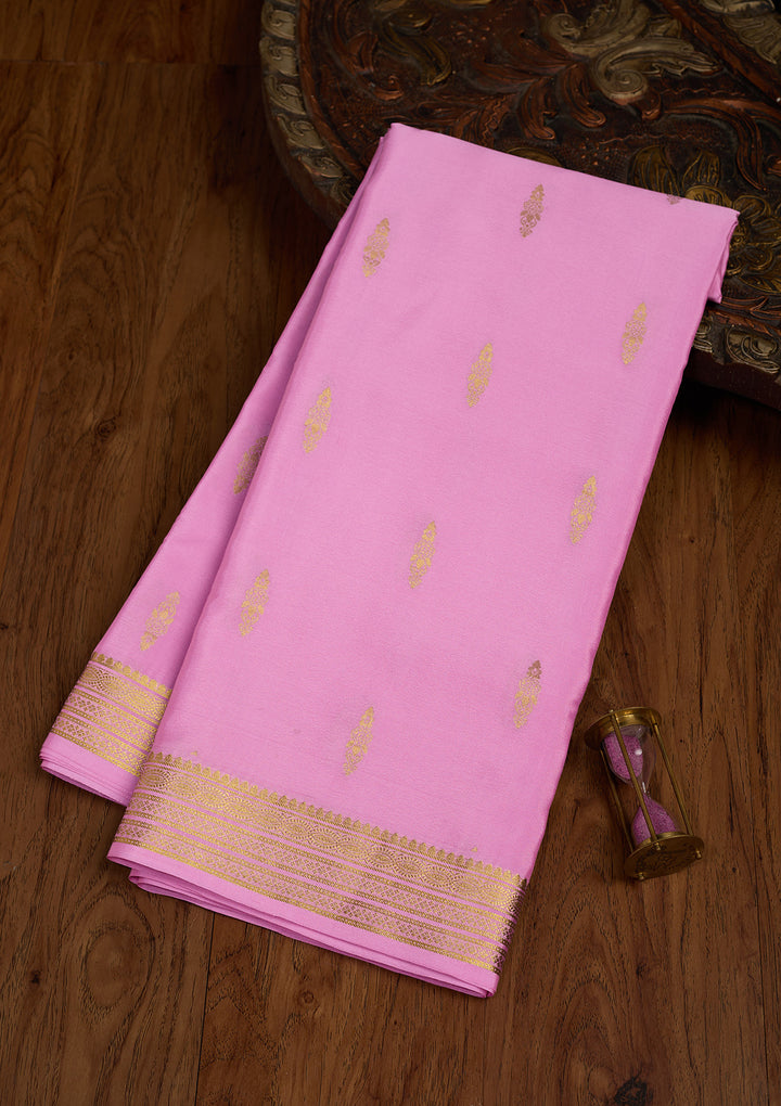 Onion Pink Zariwork Pure Crepe Silk Saree