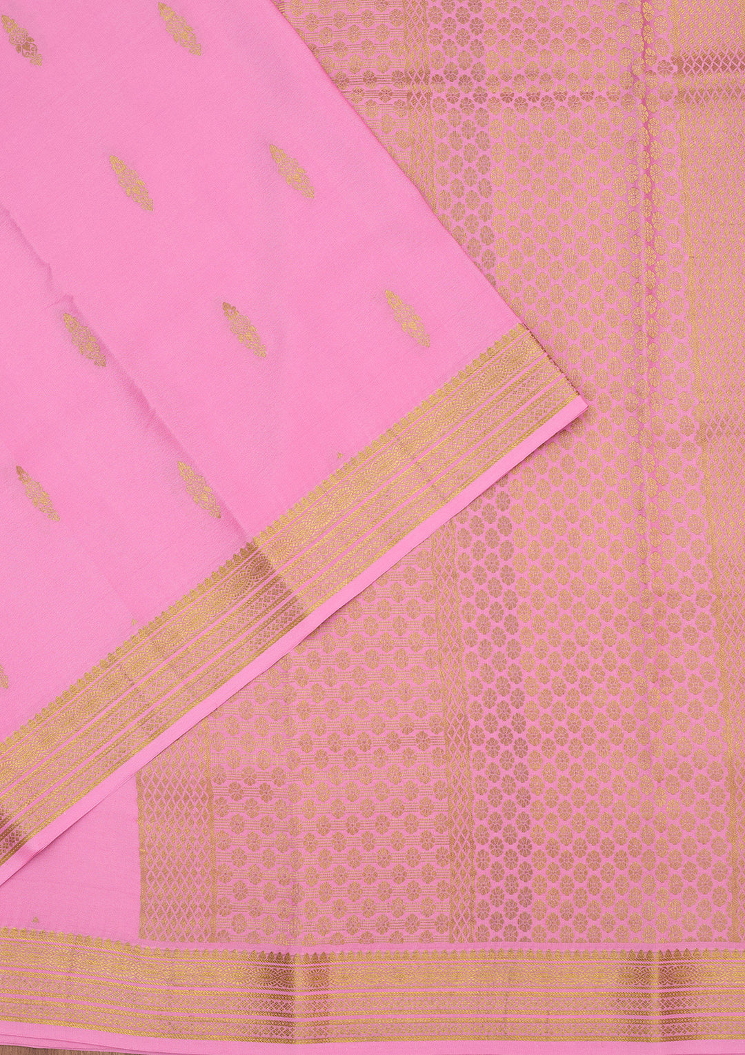 Onion Pink Zariwork Pure Crepe Silk Saree