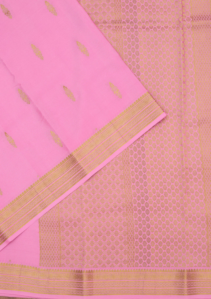 Onion Pink Zariwork Pure Crepe Silk Saree