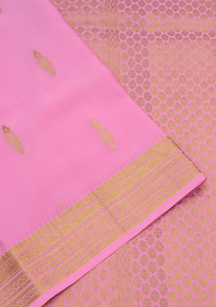 Onion Pink Zariwork Pure Crepe Silk Saree