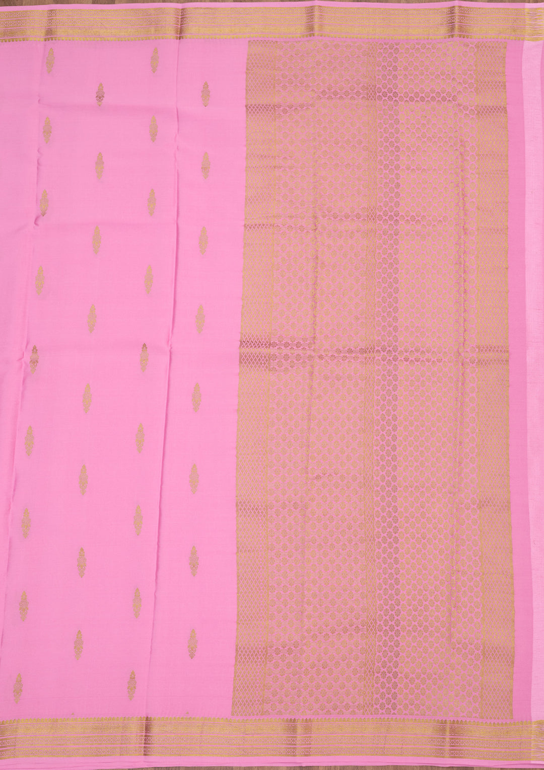 Onion Pink Zariwork Pure Crepe Silk Saree