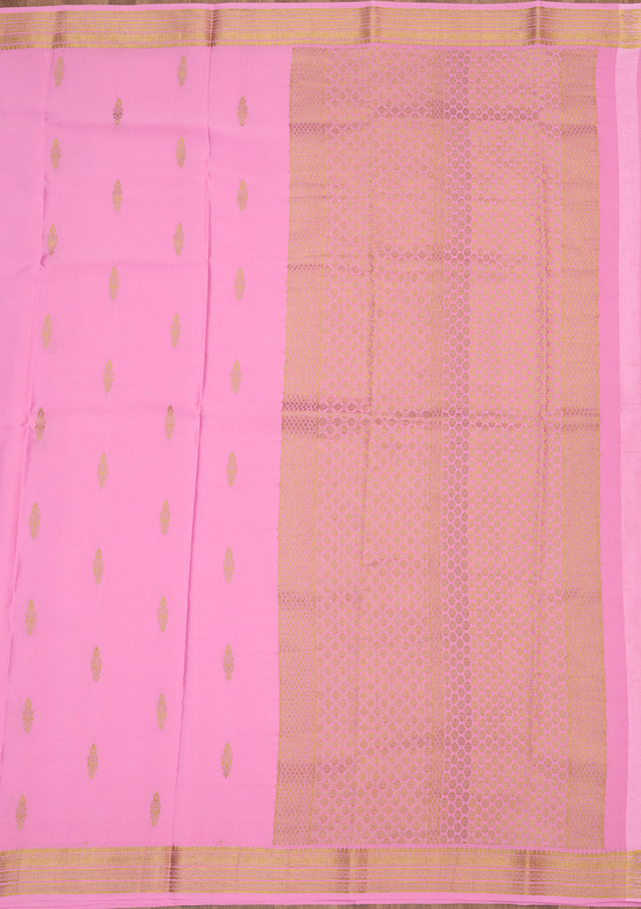 Onion Pink Zariwork Pure Crepe Silk Saree