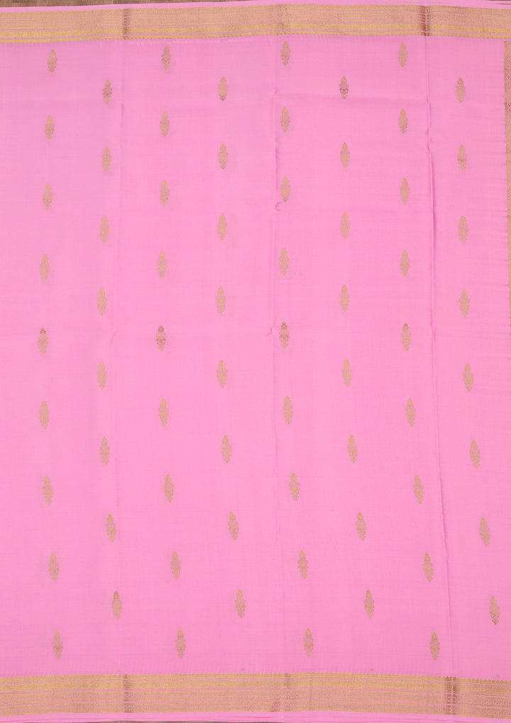 Onion Pink Zariwork Pure Crepe Silk Saree