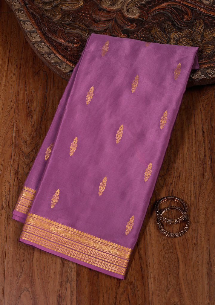 Purple Zariwork Pure Crepe Silk Saree