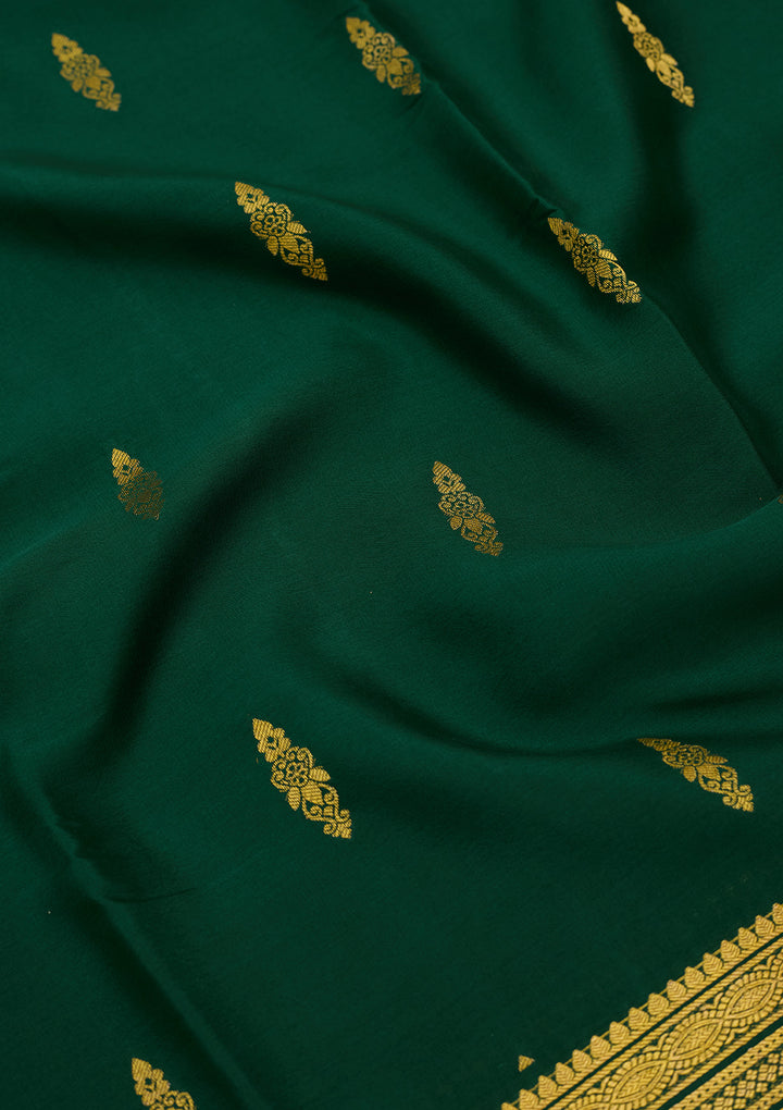 Rama Green Zariwork Pure Crepe Silk Saree