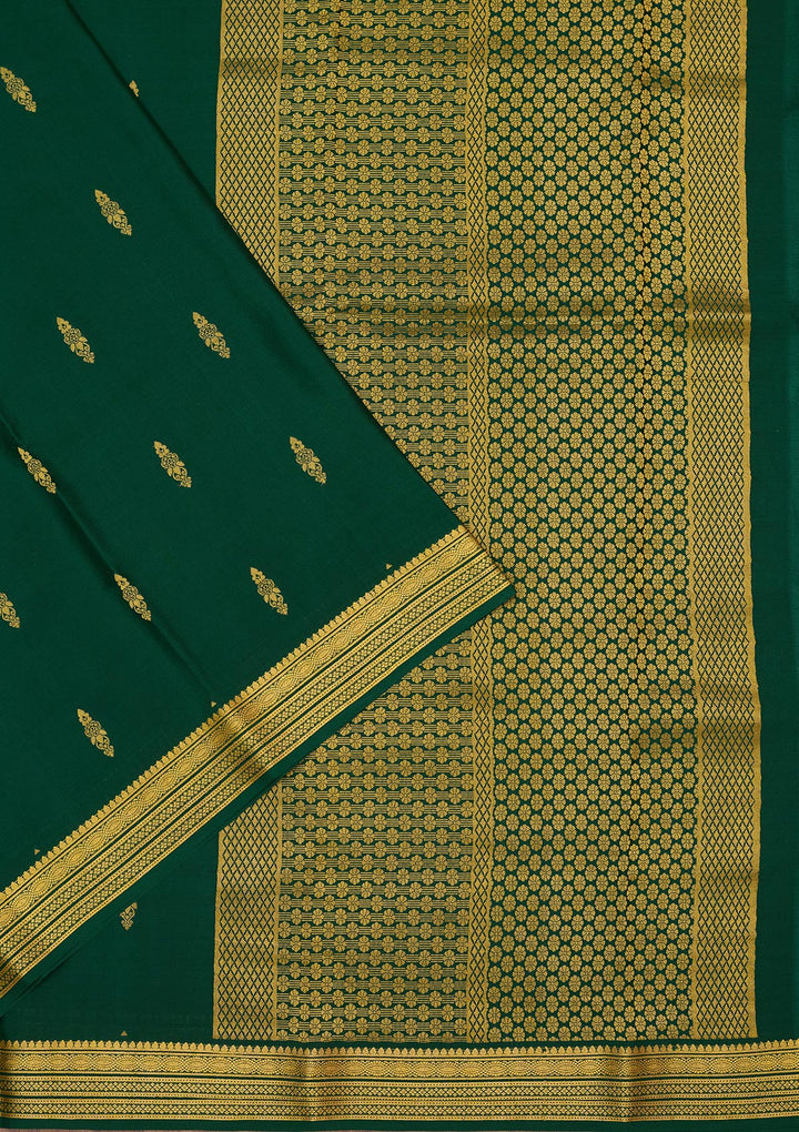 Rama Green Zariwork Pure Crepe Silk Saree