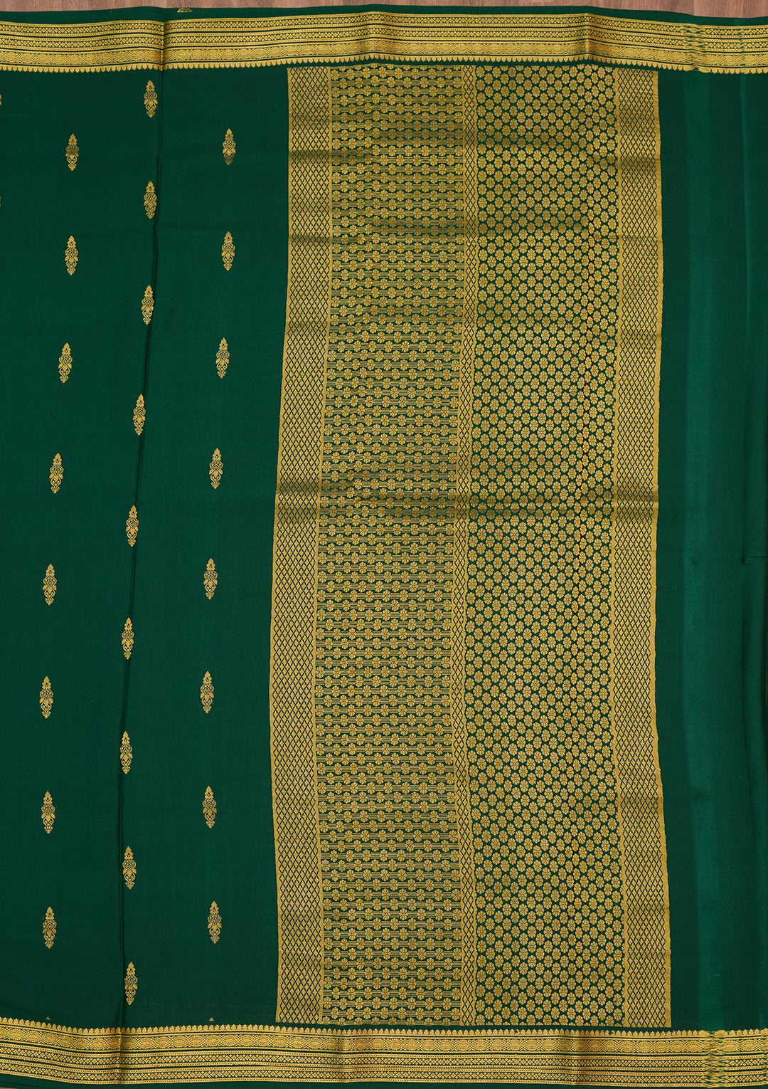 Rama Green Zariwork Pure Crepe Silk Saree