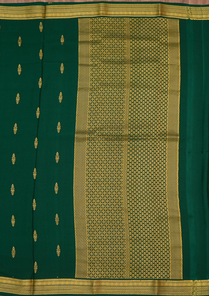 Rama Green Zariwork Pure Crepe Silk Saree