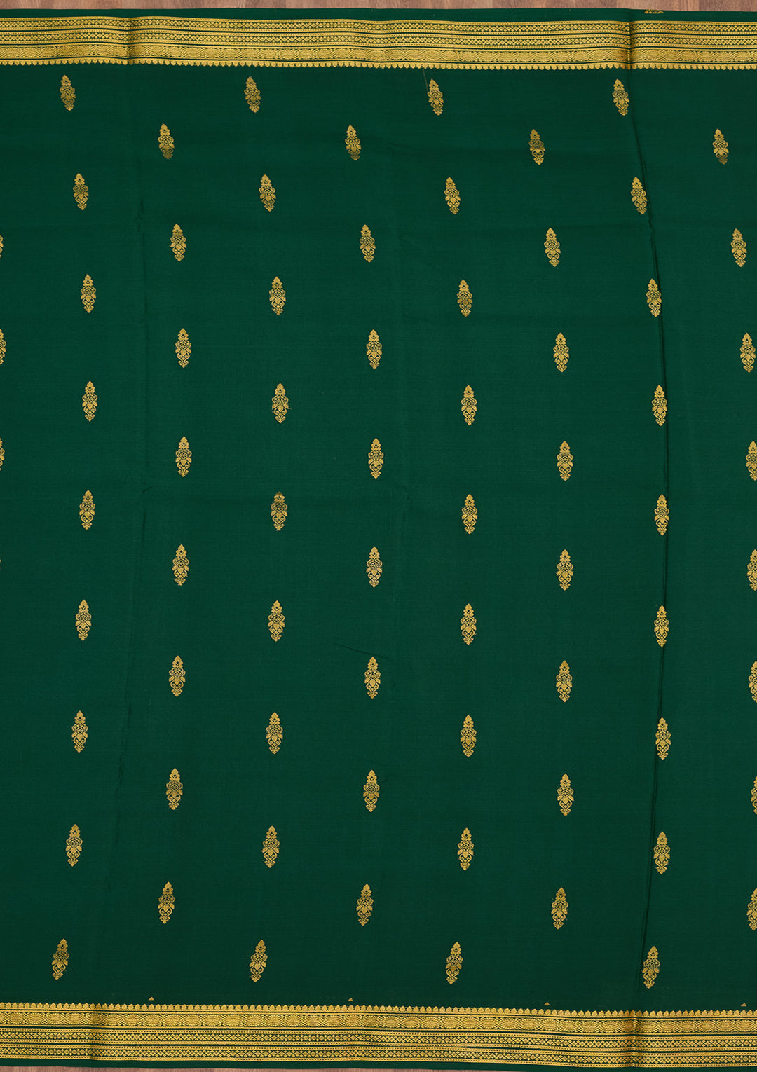 Rama Green Zariwork Pure Crepe Silk Saree