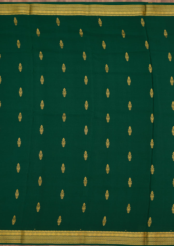 Rama Green Zariwork Pure Crepe Silk Saree