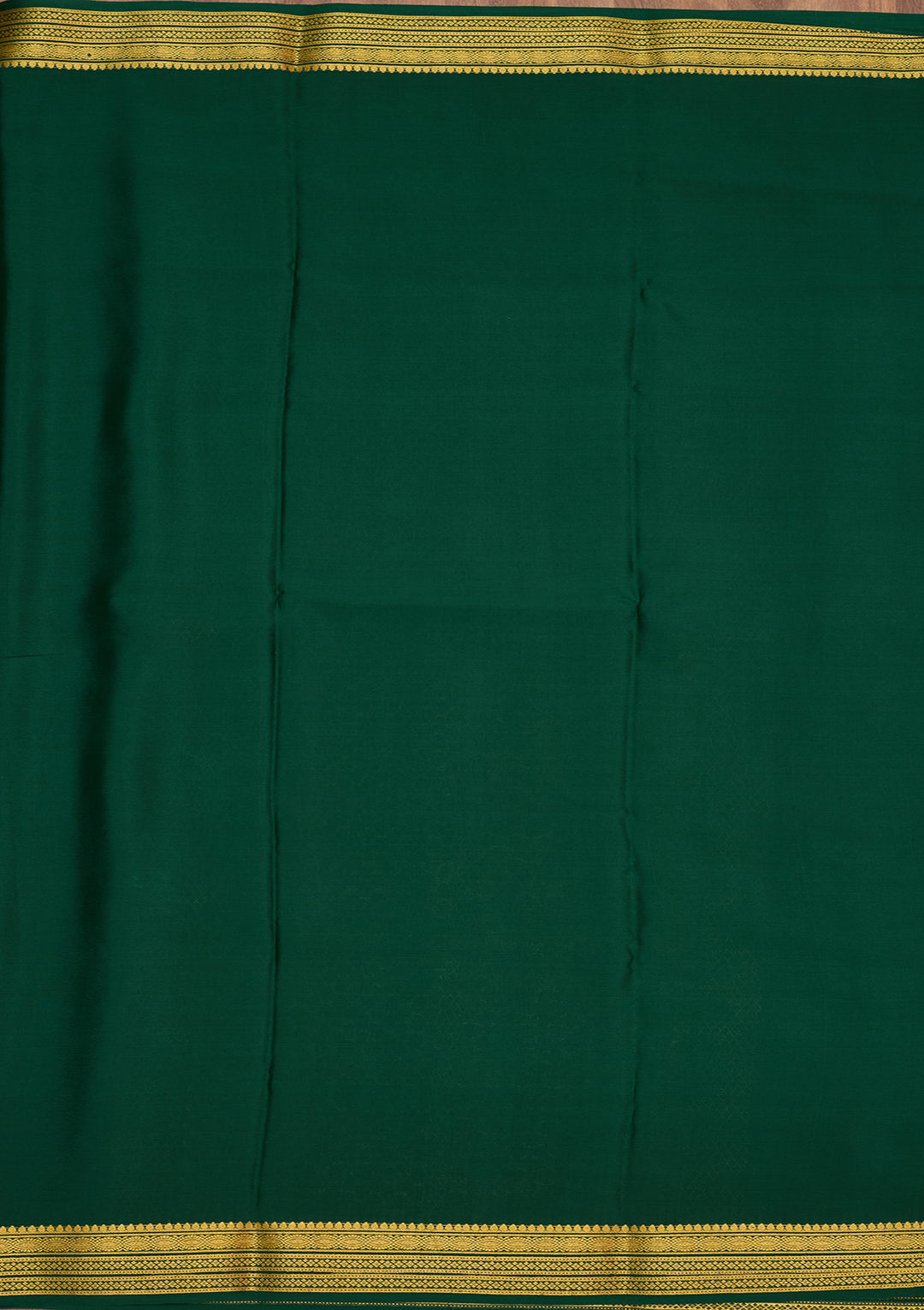 Rama Green Zariwork Pure Crepe Silk Saree