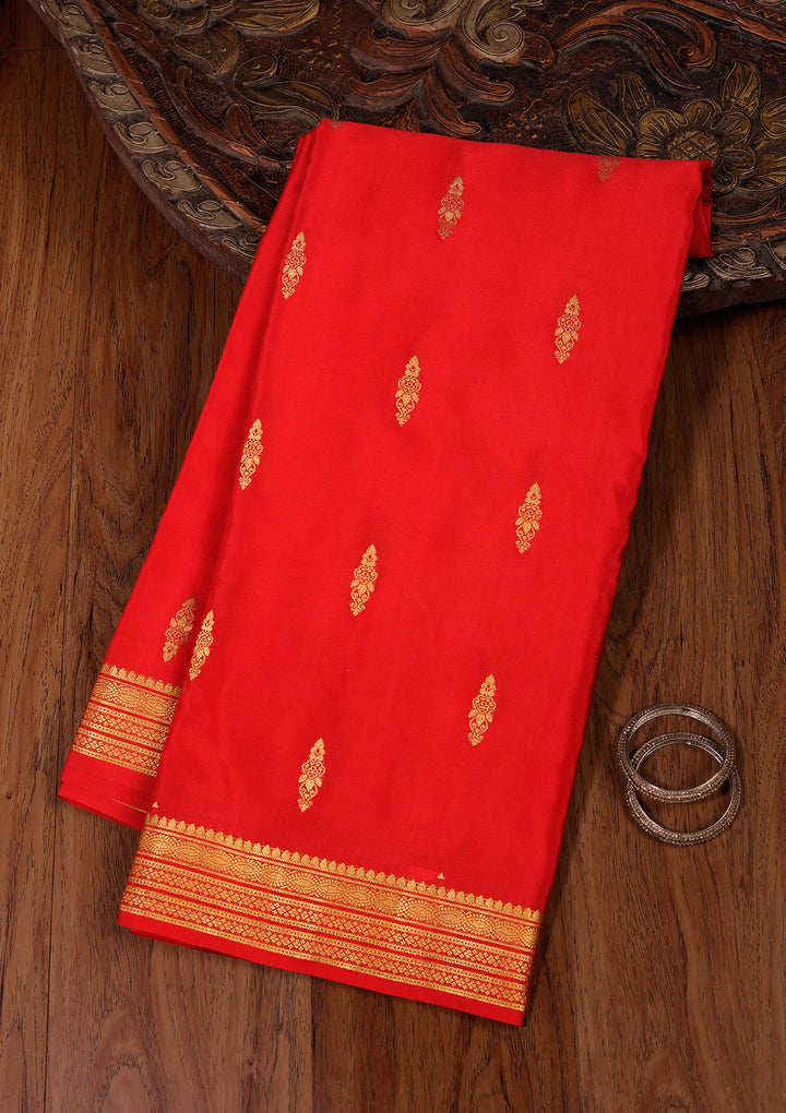 Red Zariwork Pure Crepe Silk Saree