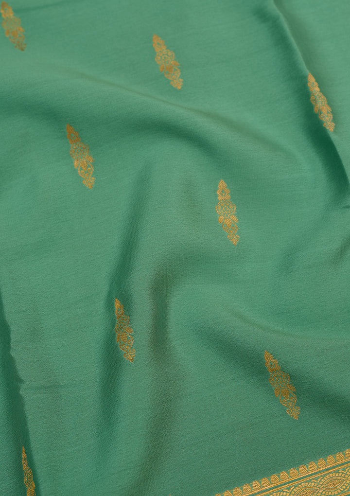 Sea Green Zariwork Pure Crepe Silk Saree