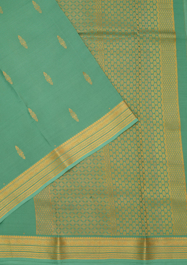 Sea Green Zariwork Pure Crepe Silk Saree