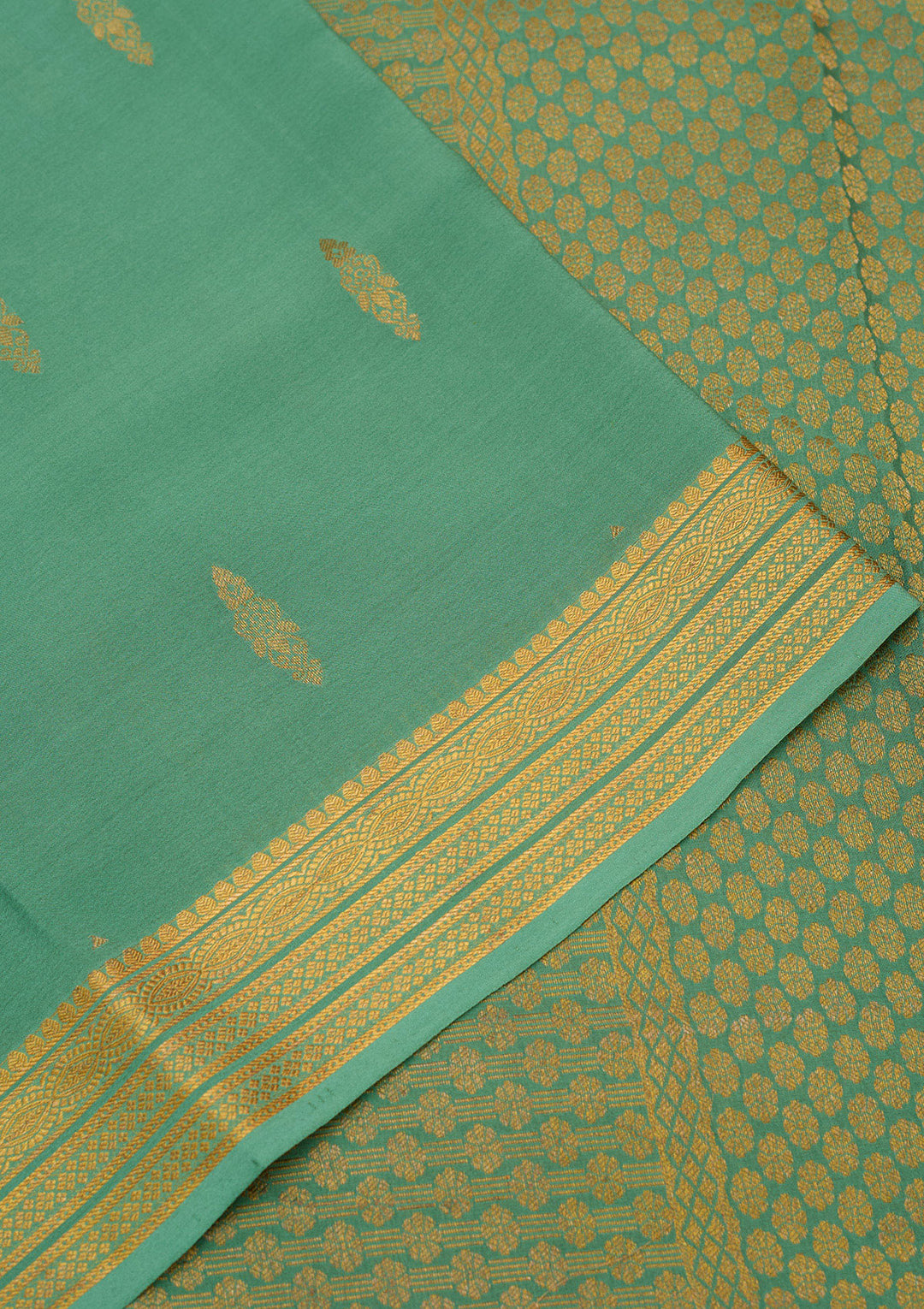 Sea Green Zariwork Pure Crepe Silk Saree