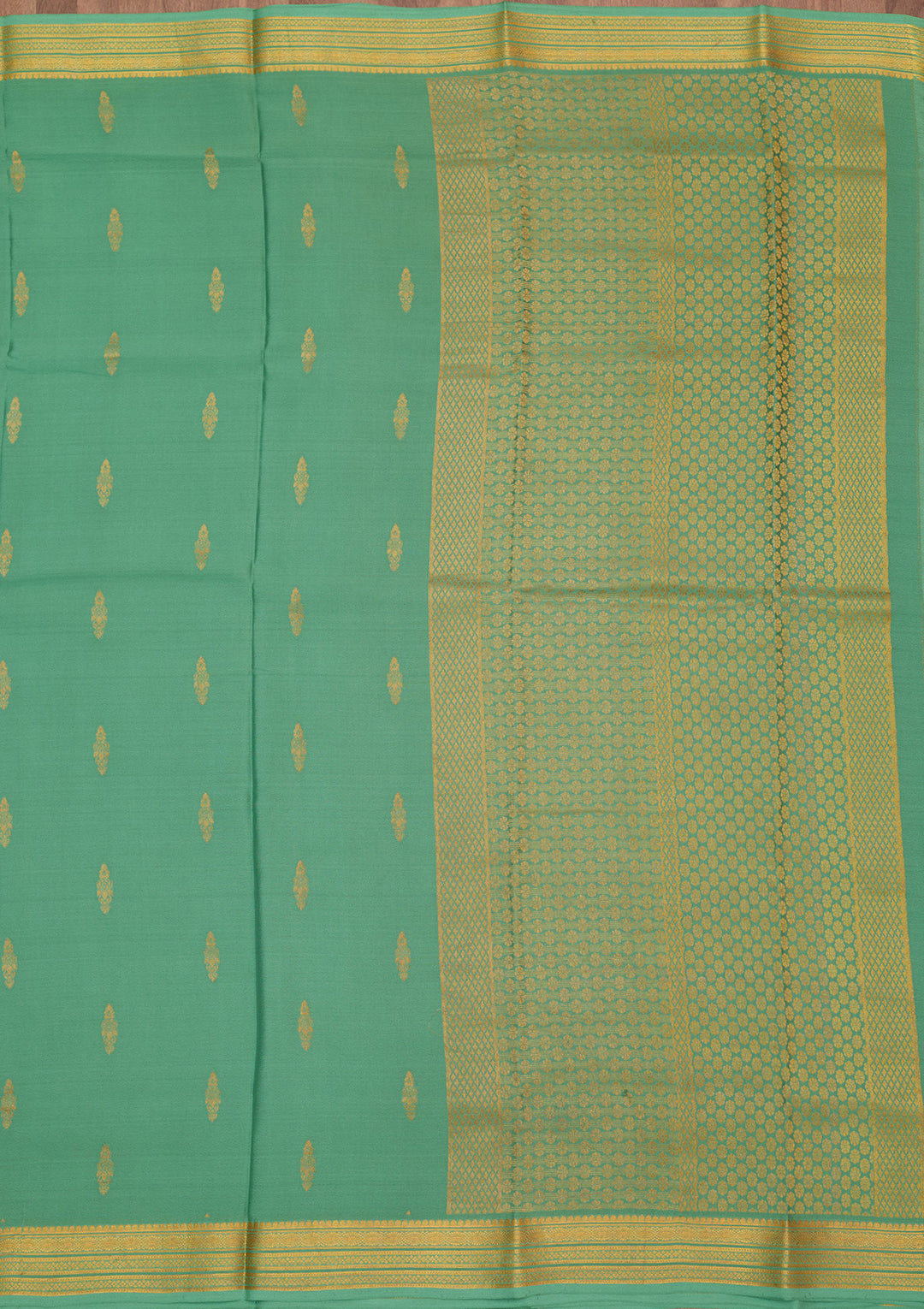 Sea Green Zariwork Pure Crepe Silk Saree