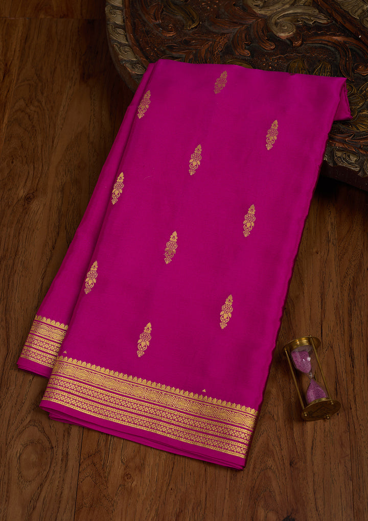 Wine Zariwork Pure Crepe Silk Saree