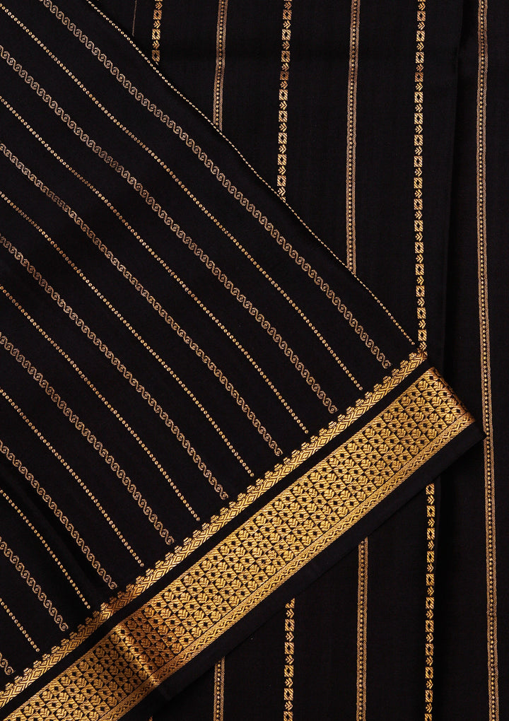 Navy Blue Zariwork Pure Crepe Silk_Saree