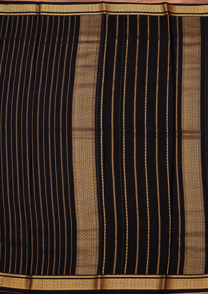 Navy Blue Zariwork Pure Crepe Silk_Saree