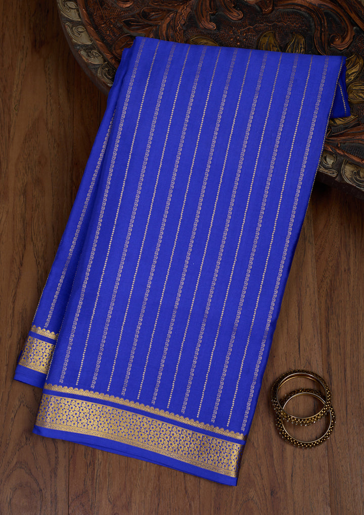 Royal Blue Zariwork Pure Crepe Silk Saree