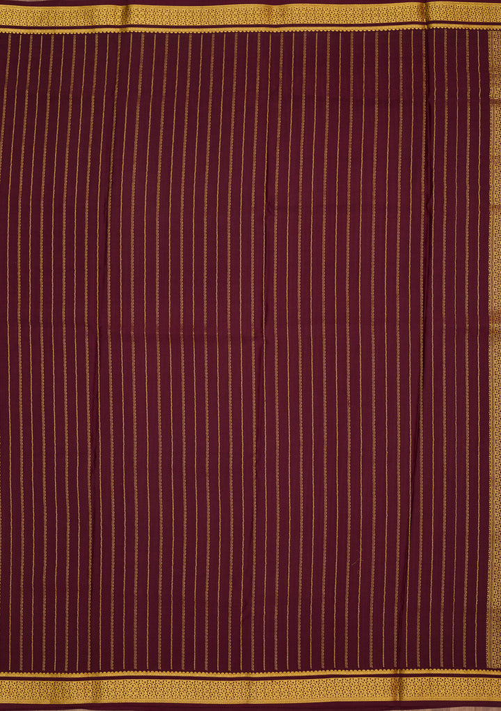 Wine Zariwork Pure Crepe Silk Saree
