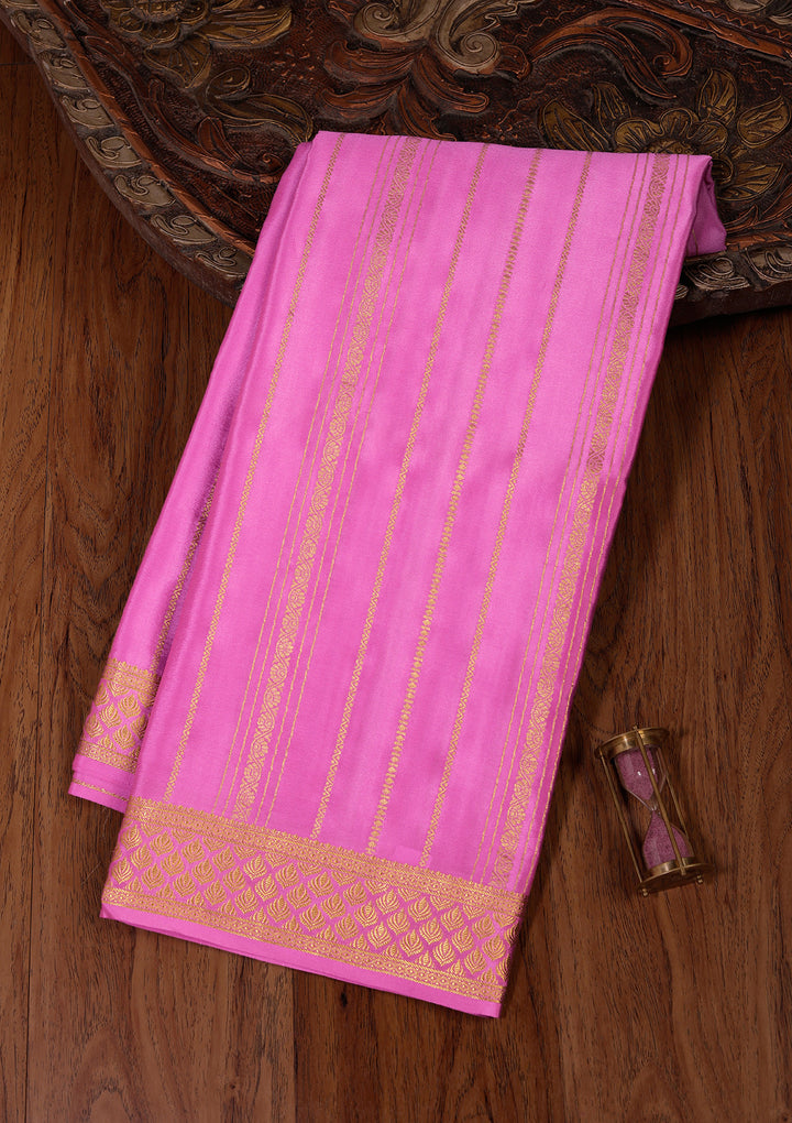 Light Lavender Zariwork Pure Crepe Silk Saree