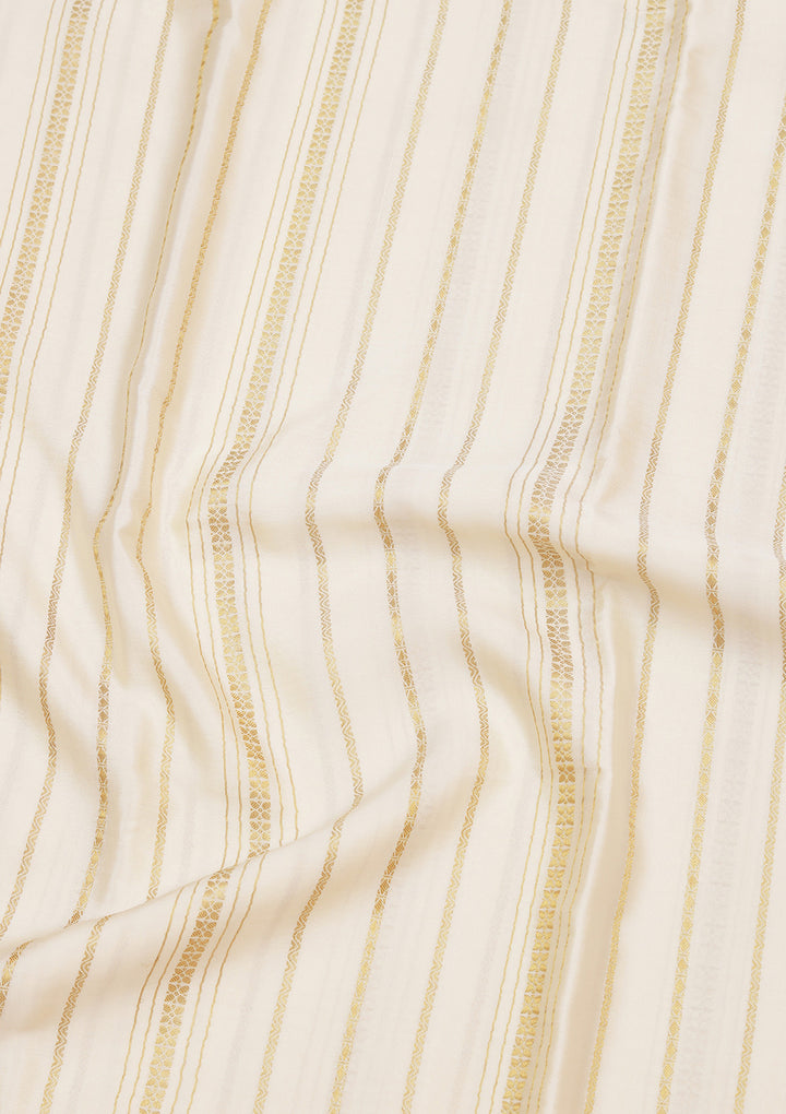 Off White Zariwork Pure Crepe Silk_Saree