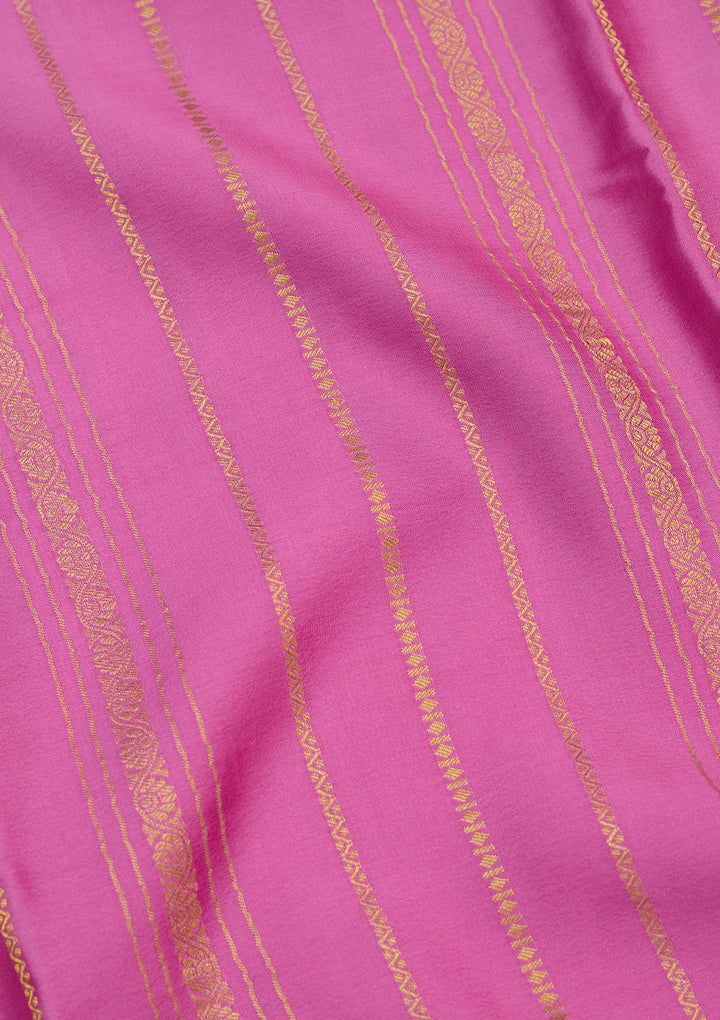 Onion Pink Zariwork Pure Crepe Silk Saree