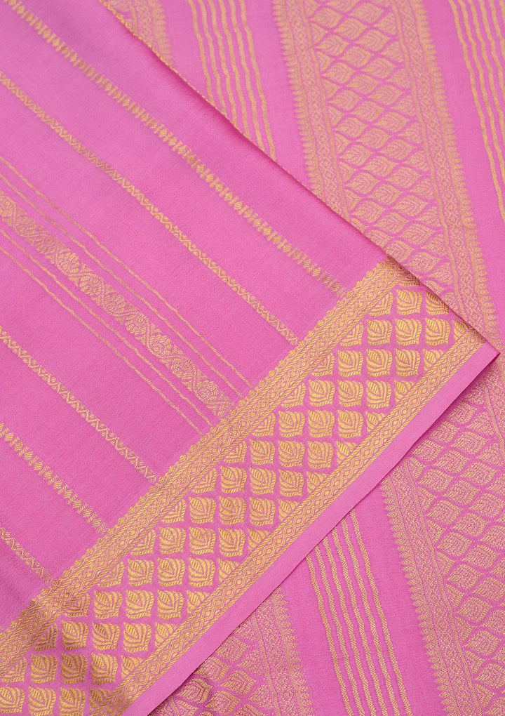 Onion Pink Zariwork Pure Crepe Silk Saree