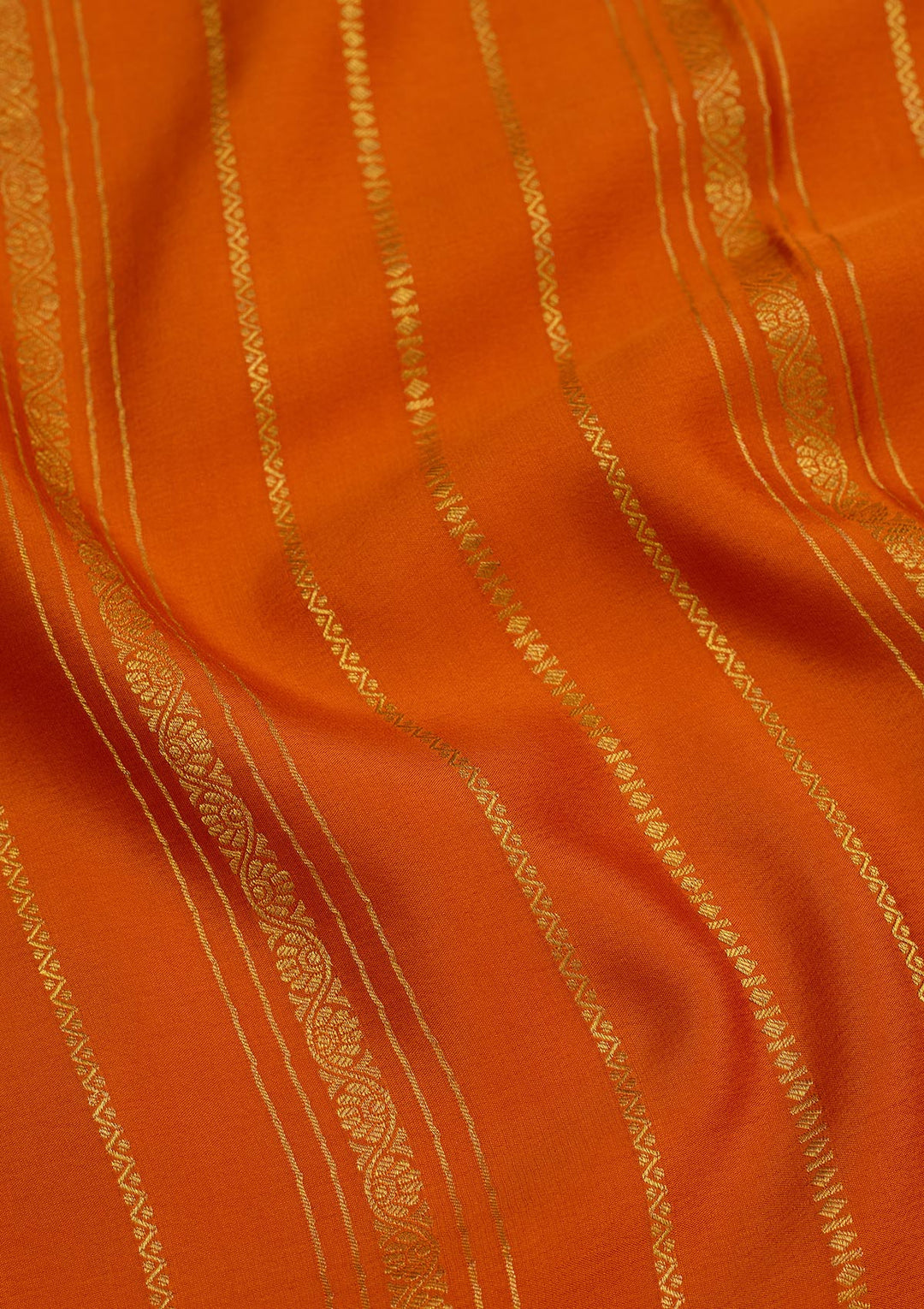 Orange Zariwork Pure Crepe Silk Saree