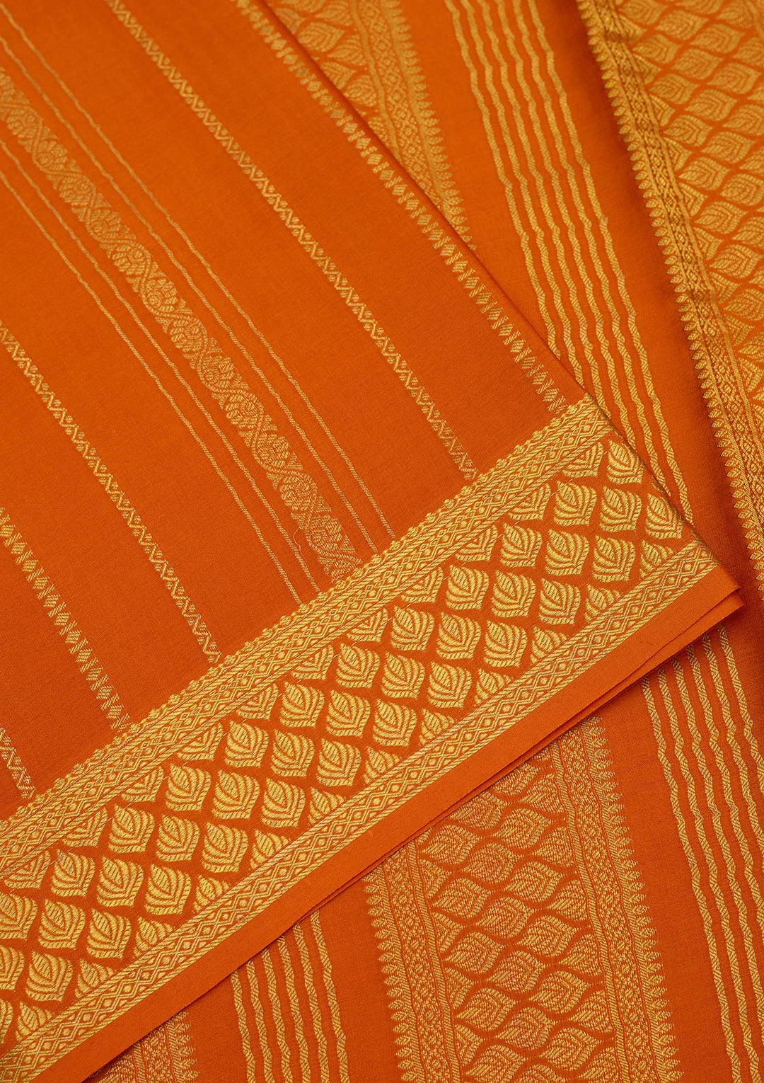 Orange Zariwork Pure Crepe Silk Saree