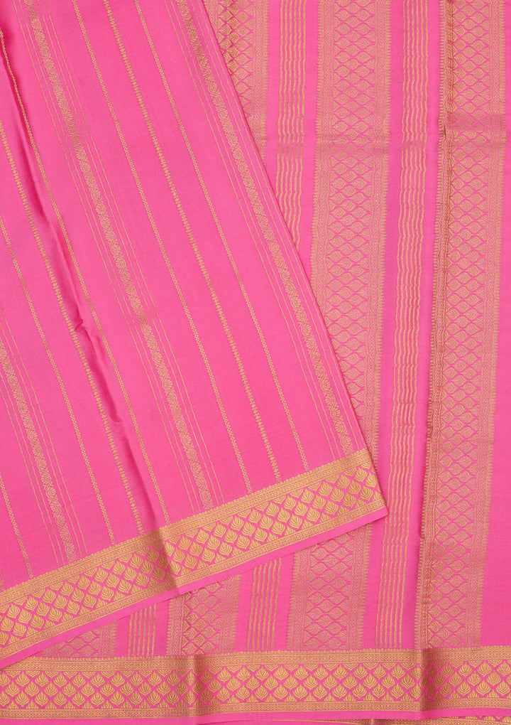 Rani Pink Zariwork Pure Crepe Silk Saree