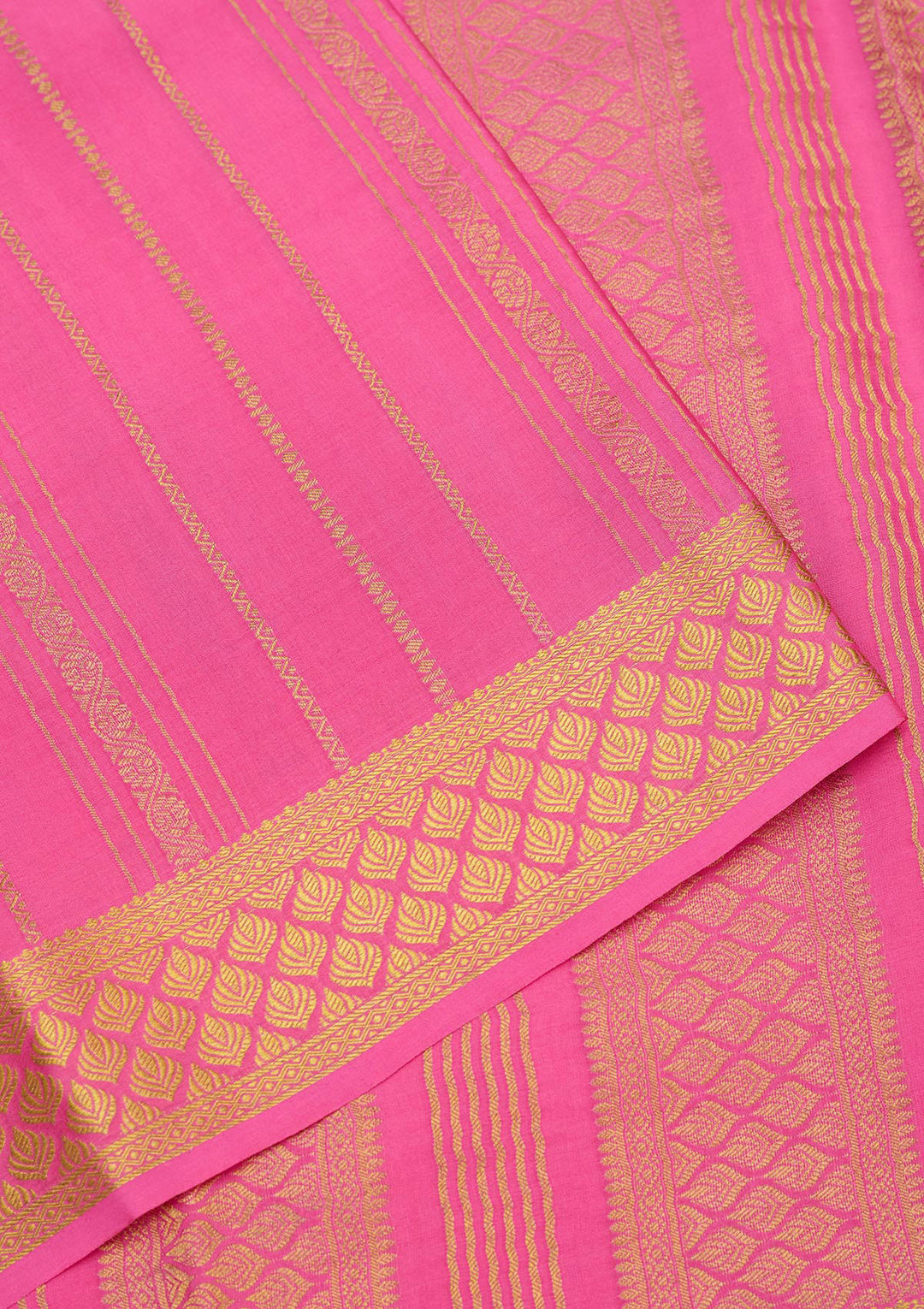 Rani Pink Zariwork Pure Crepe Silk Saree