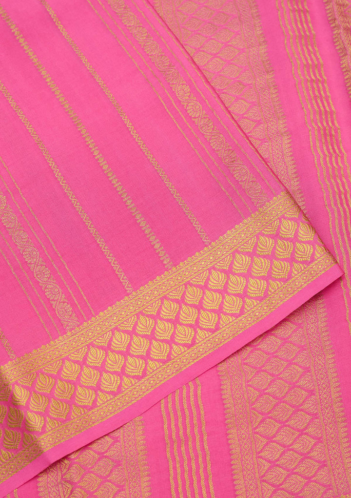 Rani Pink Zariwork Pure Crepe Silk Saree