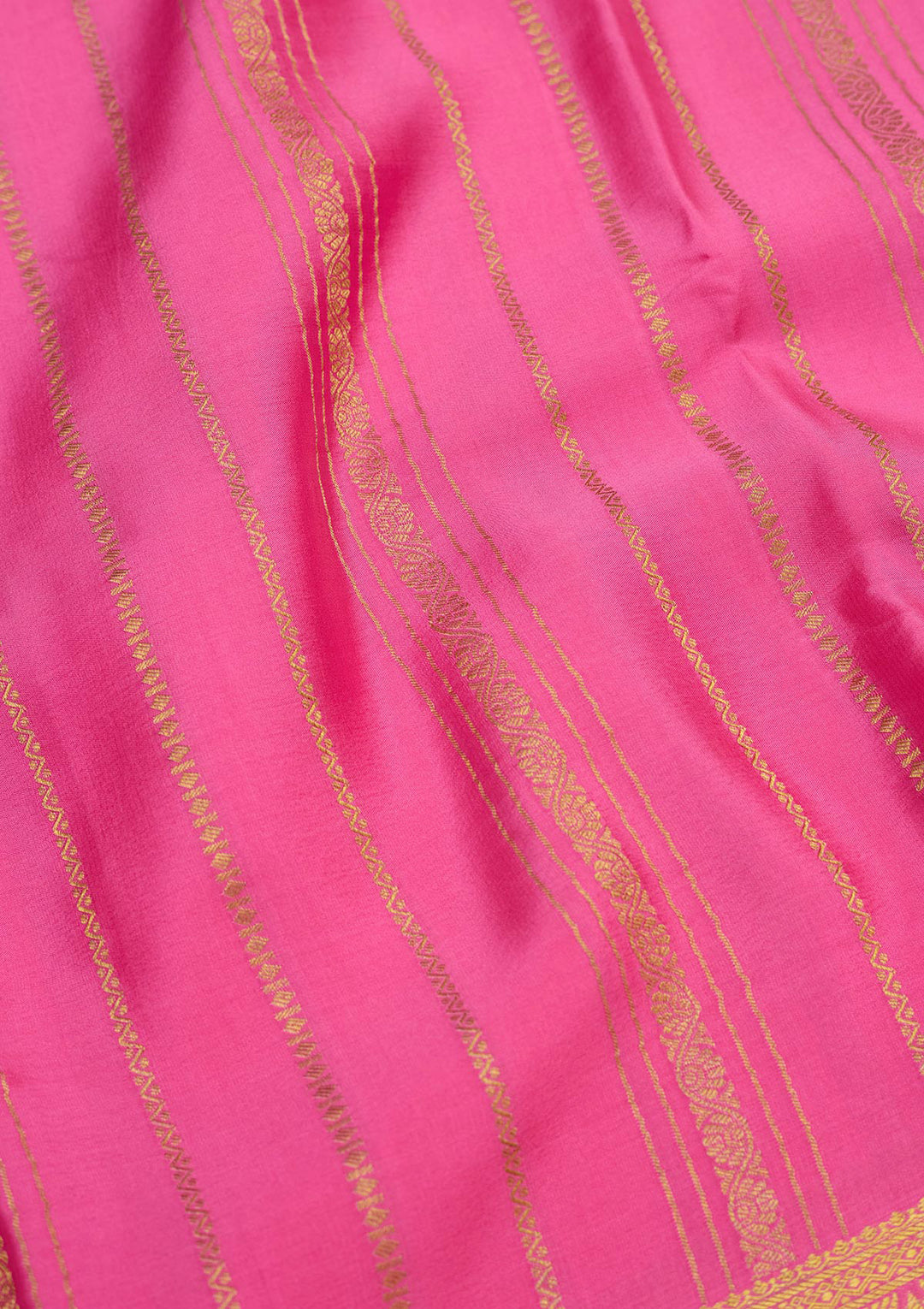 Rani Pink Zariwork Pure Crepe Silk Saree