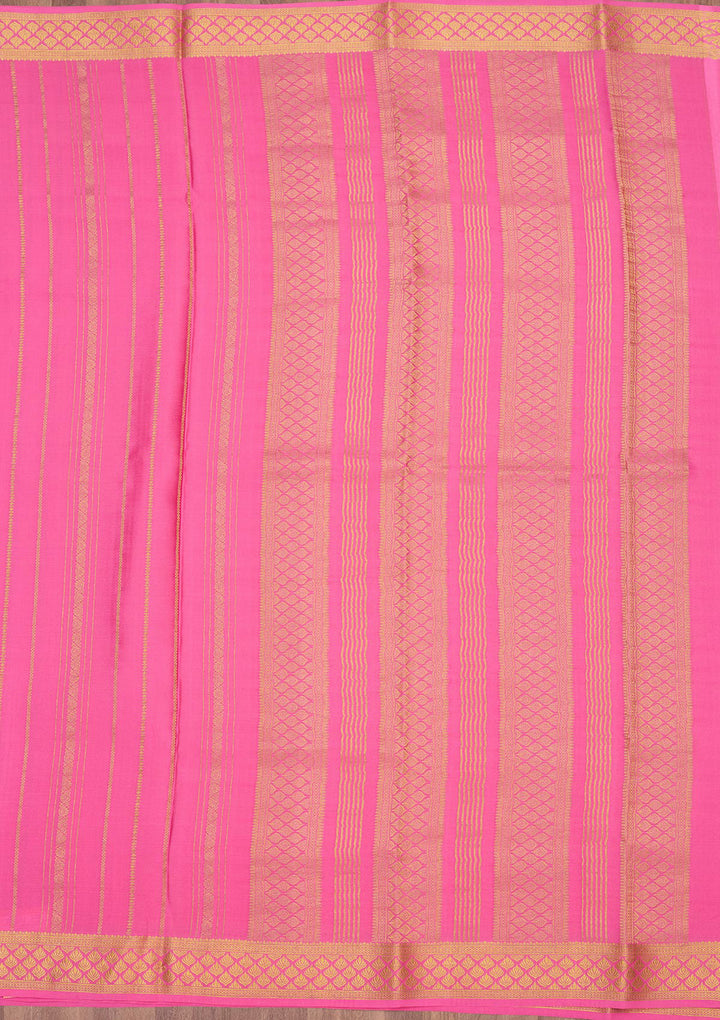 Rani Pink Zariwork Pure Crepe Silk Saree