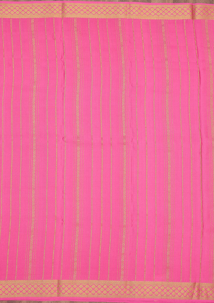 Rani Pink Zariwork Pure Crepe Silk Saree