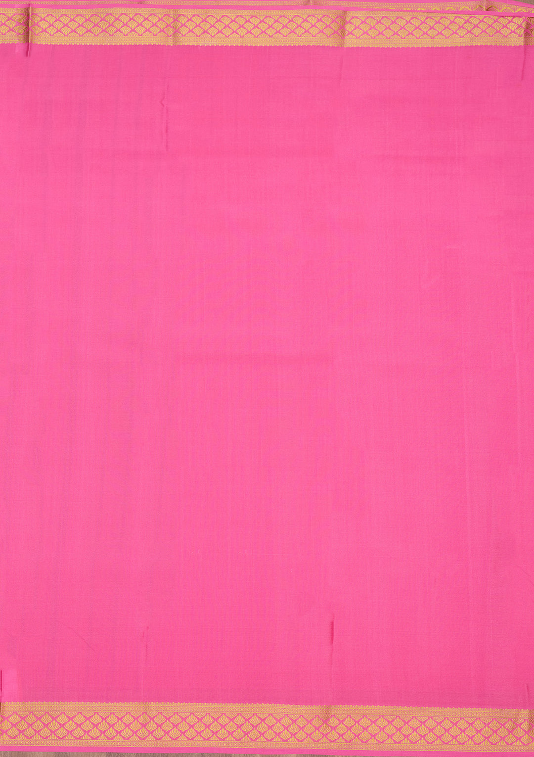 Rani Pink Zariwork Pure Crepe Silk Saree