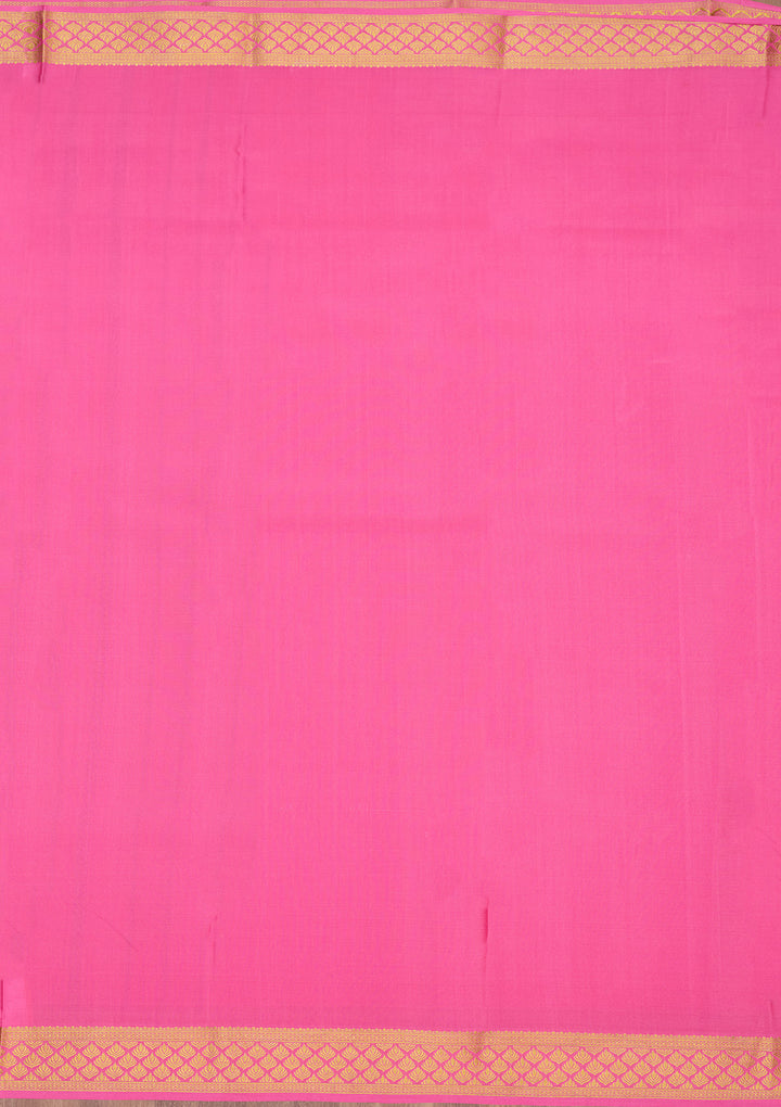 Rani Pink Zariwork Pure Crepe Silk Saree