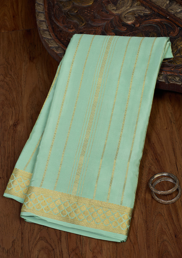 Sea Green Zariwork Pure Crepe Silk Saree