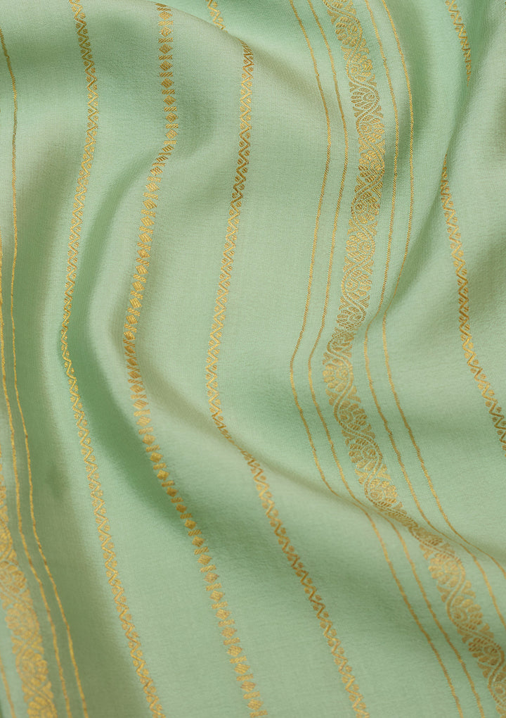 Sea Green Zariwork Pure Crepe Silk Saree