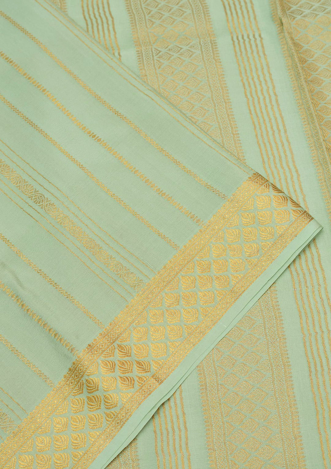 Sea Green Zariwork Pure Crepe Silk Saree