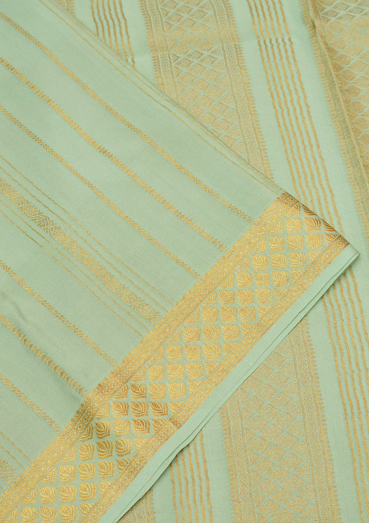 Sea Green Zariwork Pure Crepe Silk Saree