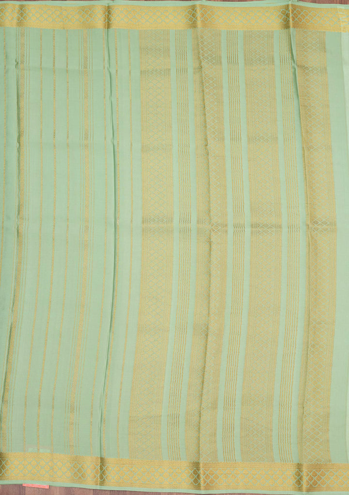 Sea Green Zariwork Pure Crepe Silk Saree