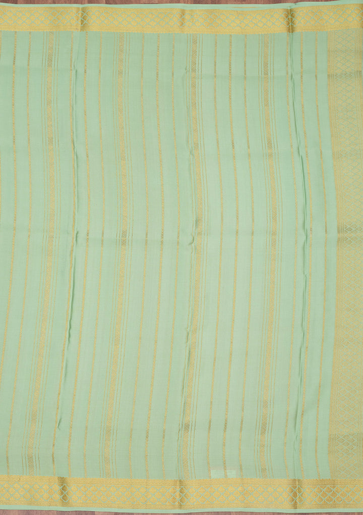 Sea Green Zariwork Pure Crepe Silk Saree
