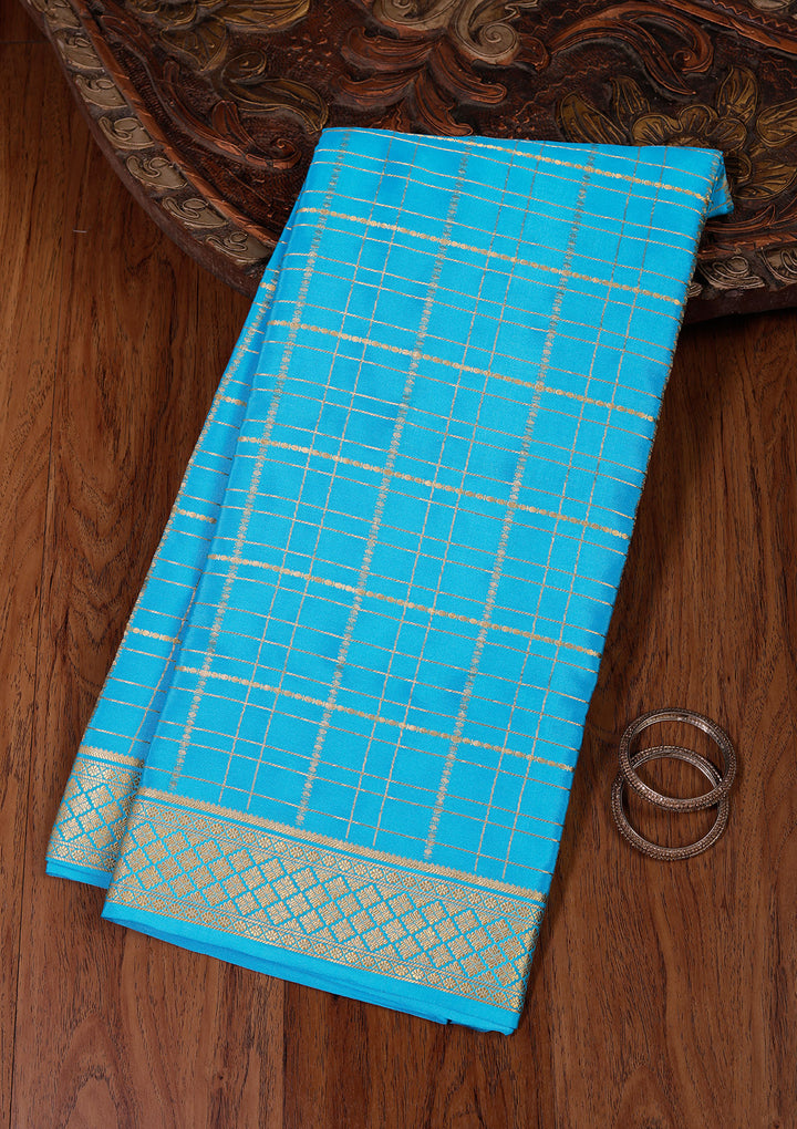Blue Zariwork Pure Crepe Silk Saree