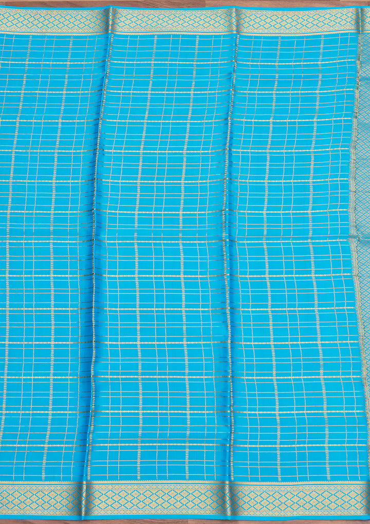 Blue Zariwork Pure Crepe Silk Saree
