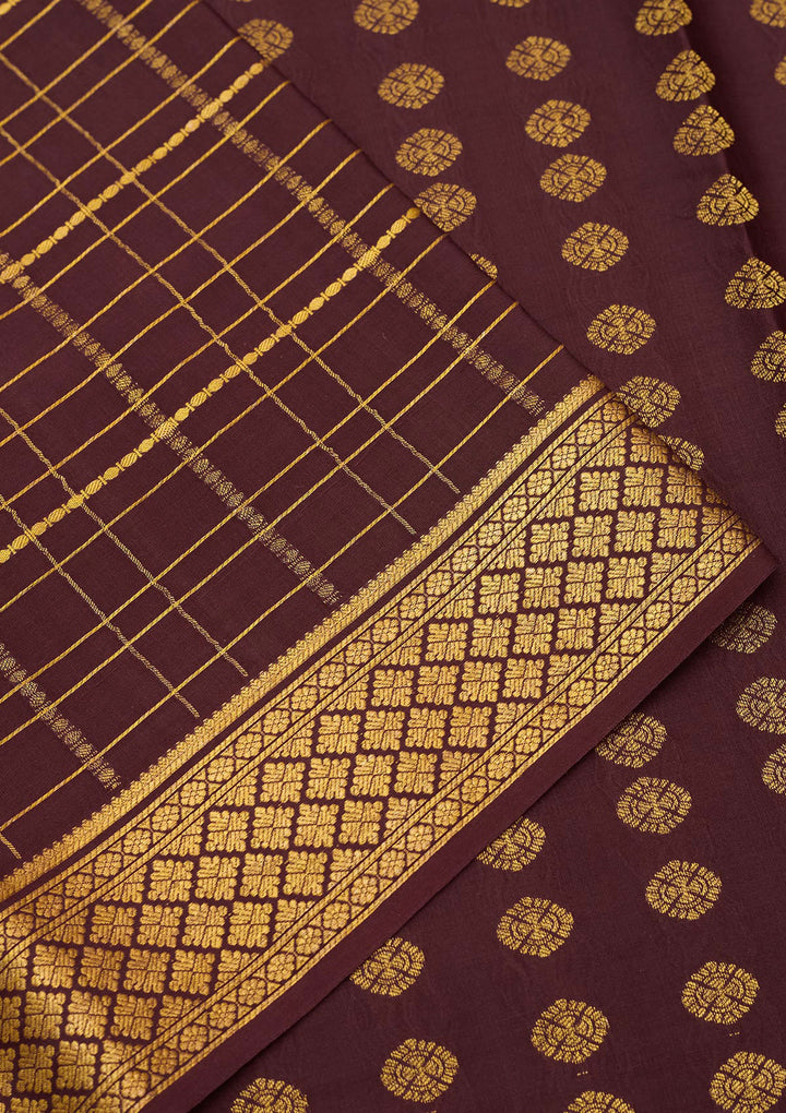 Brown Zariwork Pure Crepe Silk Saree