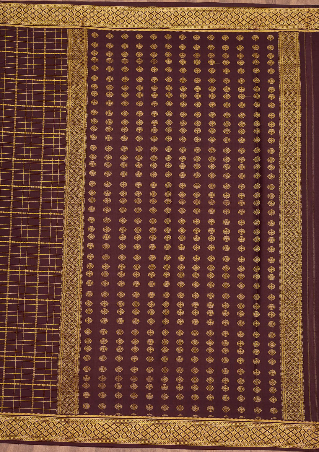 Brown Zariwork Pure Crepe Silk Saree