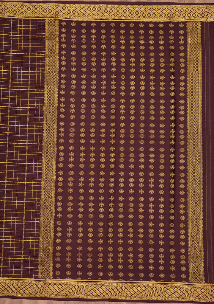 Brown Zariwork Pure Crepe Silk Saree
